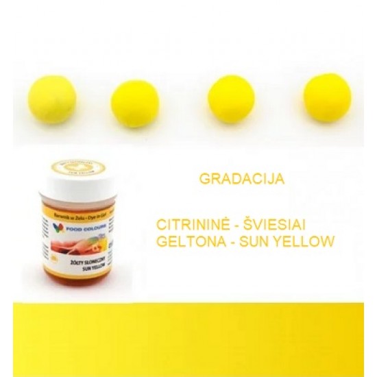 Geliniai maisto dažai - geltonos SUN YELLOW spalvos, 35 g