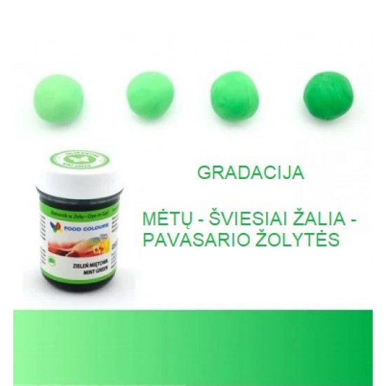 Gēla pārtikas krāsviela - piparmētru zaļa, 35 g